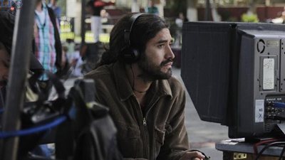 Pepe Valle durante el rodaje de Workers